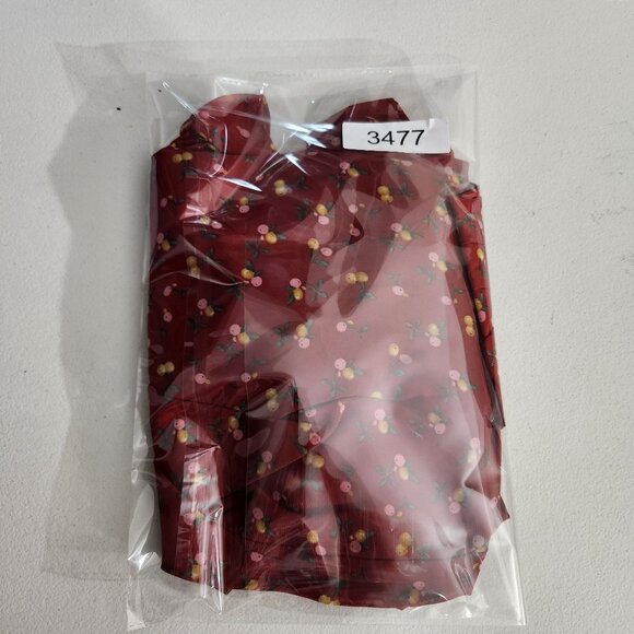 Grace & Chili Dress Red Floral Wrap Ruffle Fairy Floralcore  Cherry Peach - Picture 12 of 12